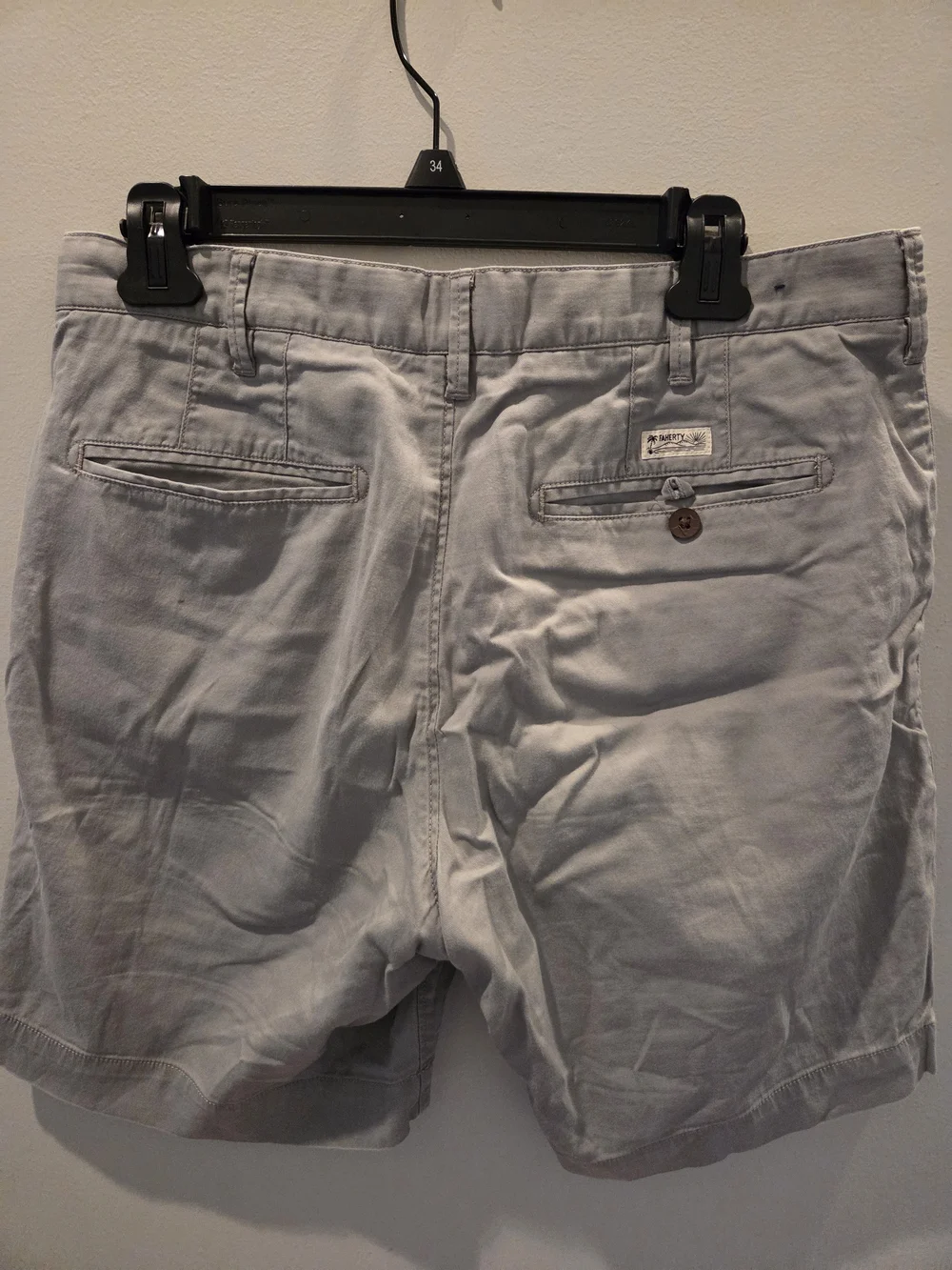 Faherty Light Gray Men's Flat Front Shorts